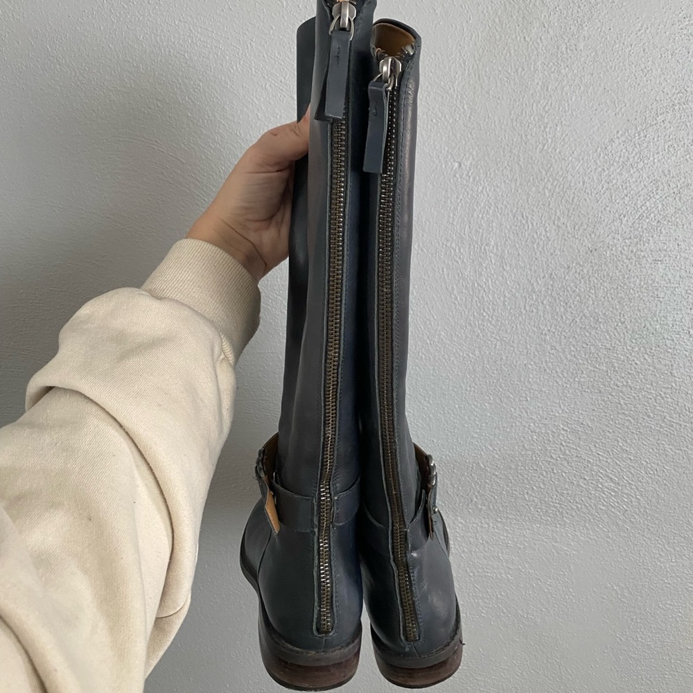 Nine West Leather Boots Size 6.5 Tall Riding Boots Soft Black Soft Chic Work - Picture 7 of 8
